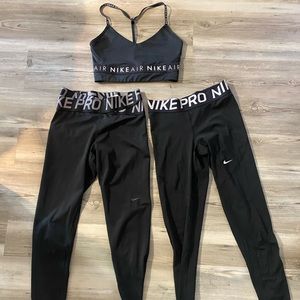 Women’s Nike pro pants and 1 sports bra